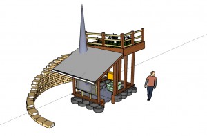 Front Left View with Earthbag Retaining Wall
