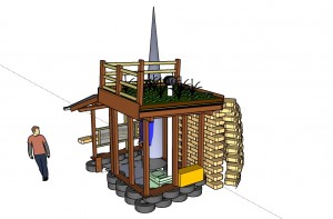 Front Right View with Earthbag Retaining Wall