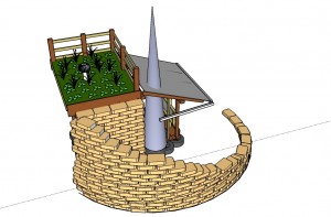 Rear Left View with Earthbag Retaining Wall