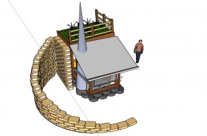Rear Right View with Earthbag Retaining Wall